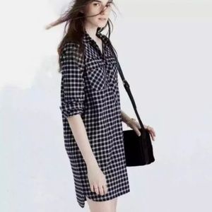 Madewell Latitude Checkered Plaid Shirt Dress S Black White Check